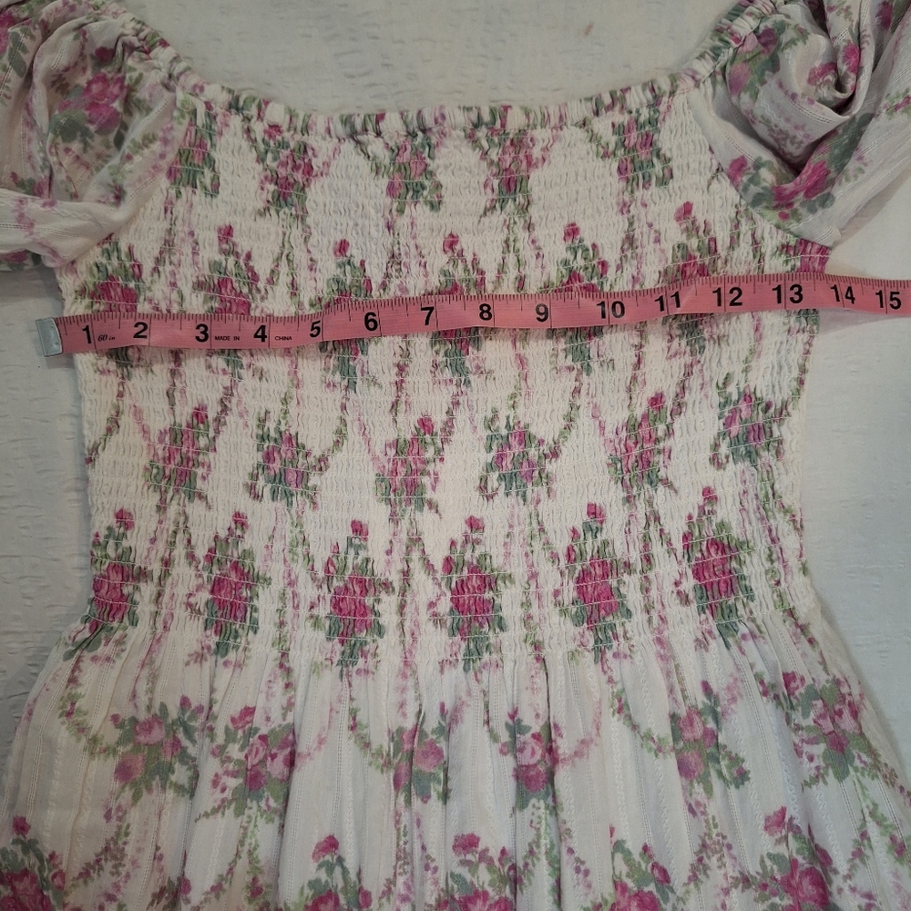 NWT LoveShackFancy White and Pink Floral Dress - Picture 7 of 13
